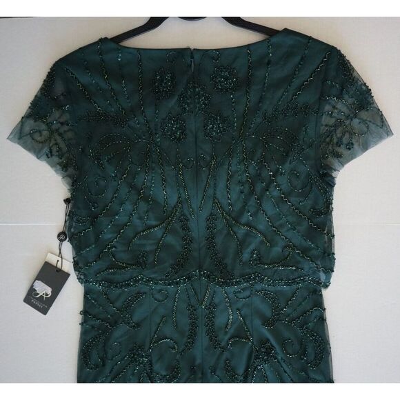 Adrianna Papell Women's Sz 6 Green Beaded Knee-Length Cocktail Party Dress - Picture 7 of 10